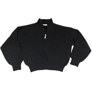 Meister Vintage 1/4 Zip Knit Pullover Sweater Black Mens Large L Wool Blend Ski